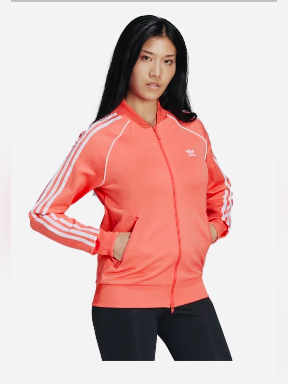 #3223**adidas Originals Women's Coral Three-Stripe Track Jacket